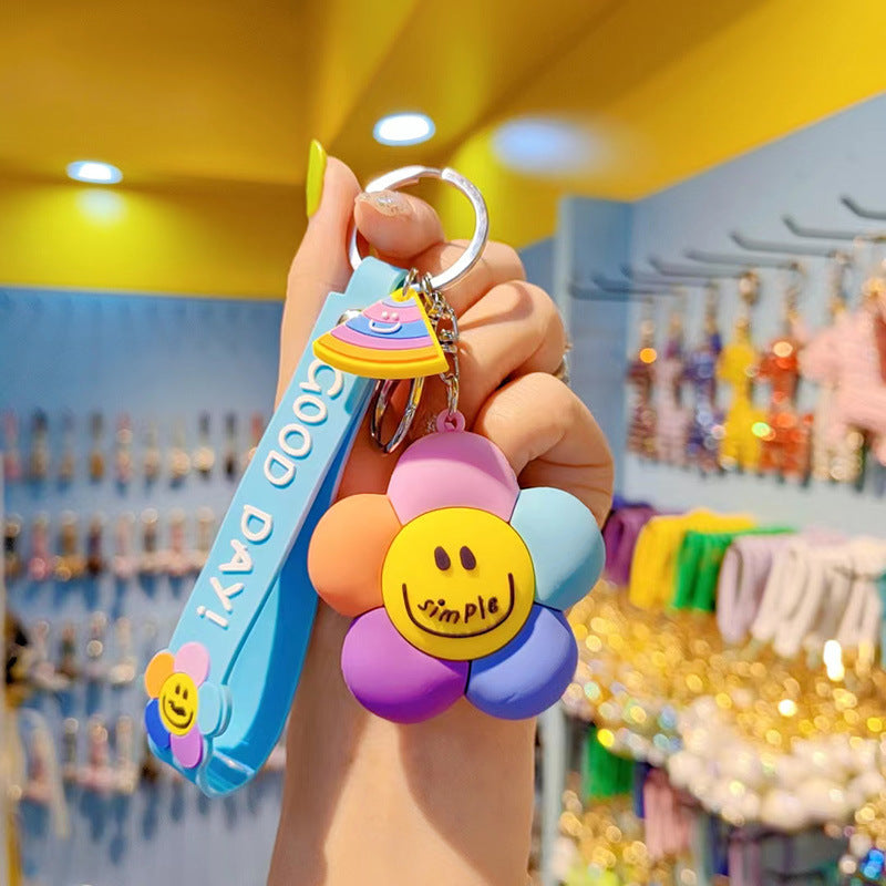 Llavero de muñeca de goma suave de girasol al por mayor