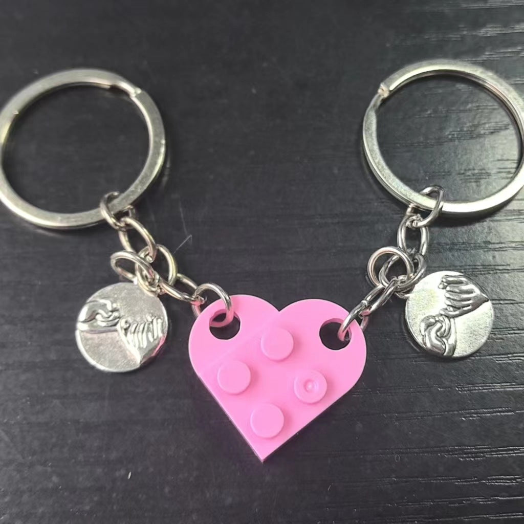 Wholesale Valentine' s Day Couple Hook Building Blocks Love Keychain