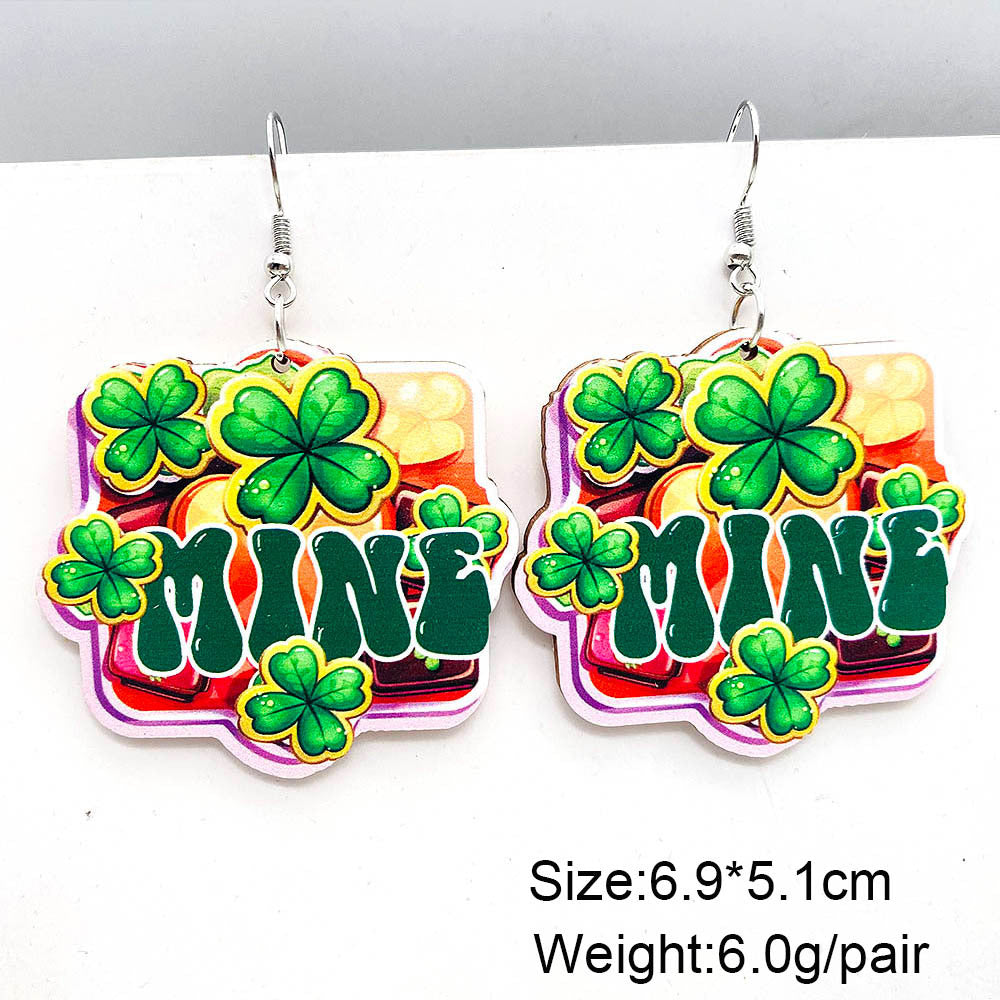 Wholesale St. Parcret festival dwarf lucky grass rainbow beard wooden earrings