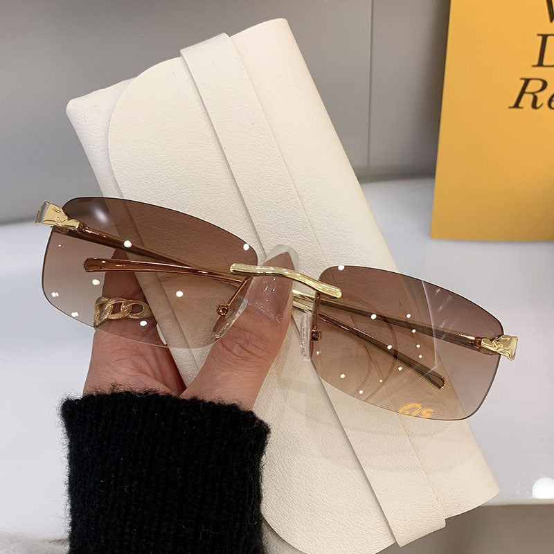 Wholesale Retro leopard head sunglasses frameless sunglasses