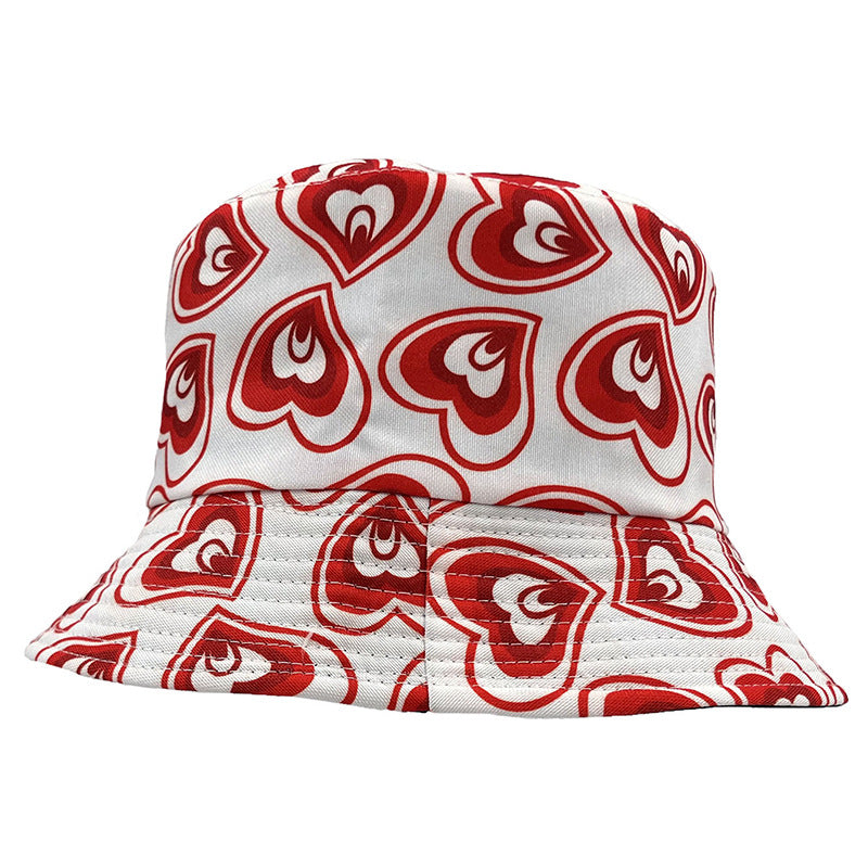 Wholesale Valentine's Day Peach Heart Red Heart Printed Polyester Fisherman Hat