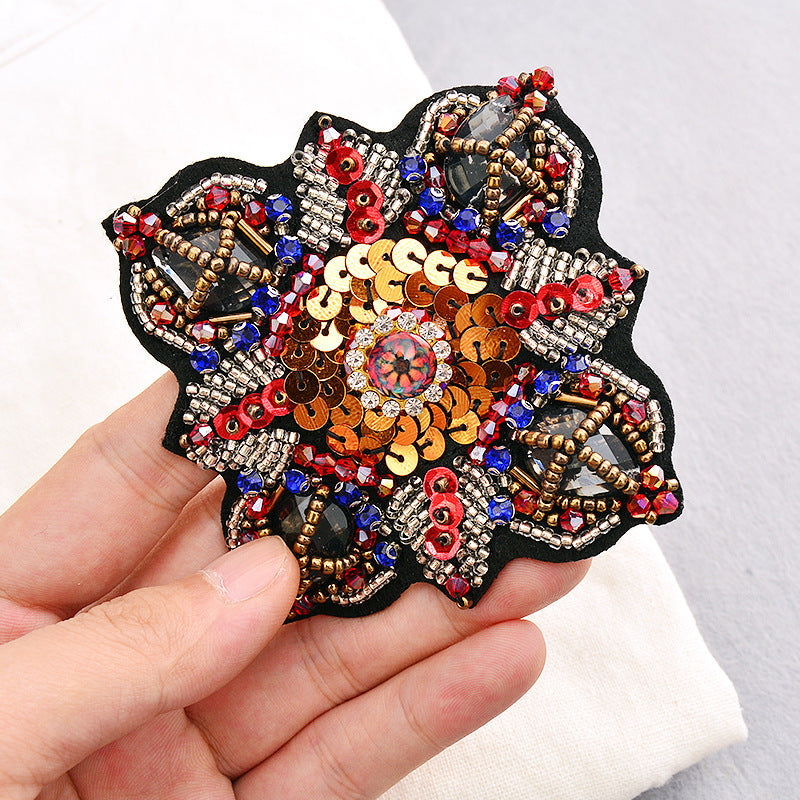 Wholesale DIY Handmade Beaded Fan Cloth Patch Hat Clothing Decoration
