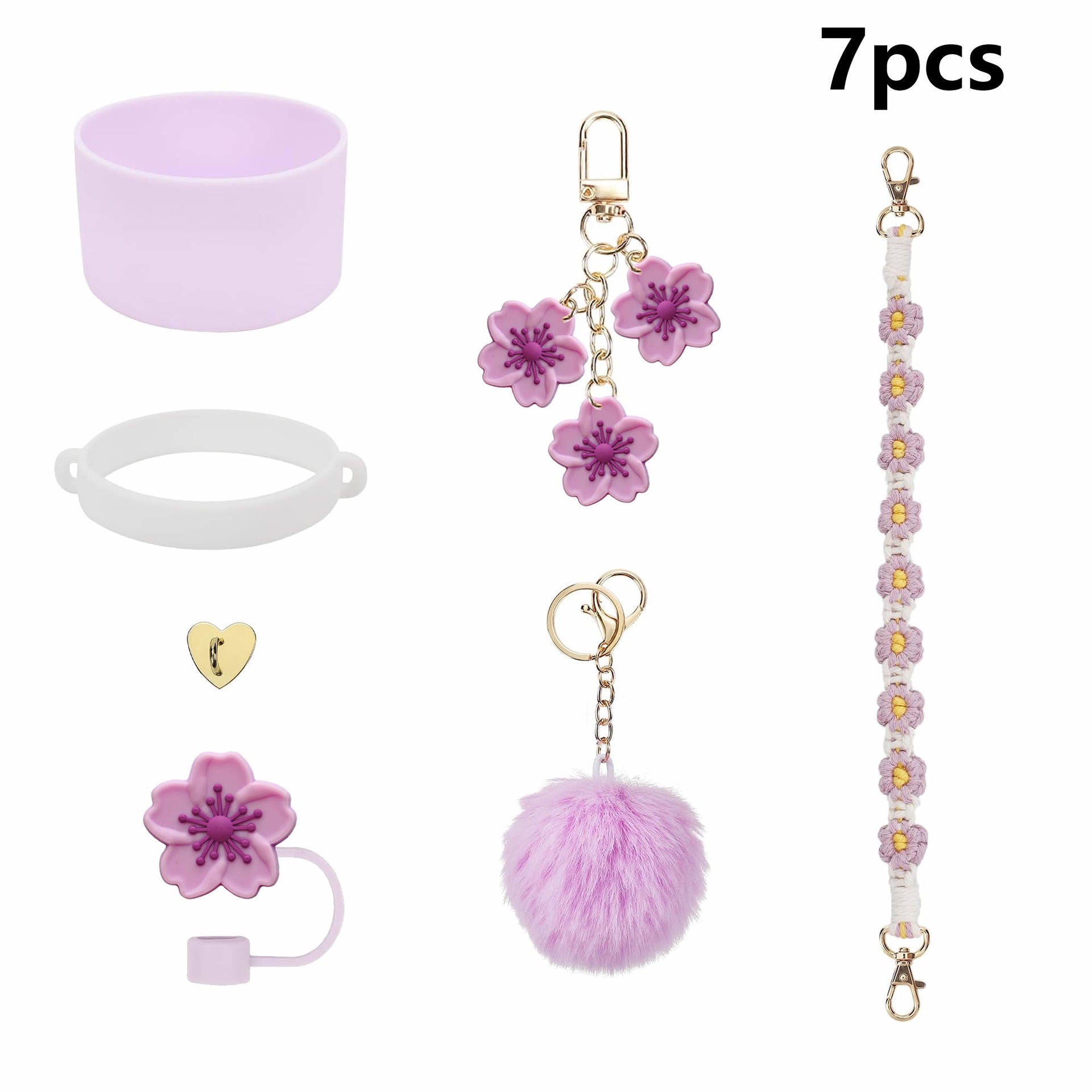 Wholesale Daisy water cup decoration straw hat cup sleeve cup chain colorful flower key pendant plush ball pendant
