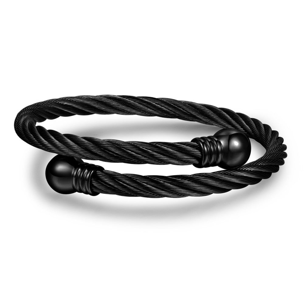 Retro personalized stainless steel wrapped geometric bracelet