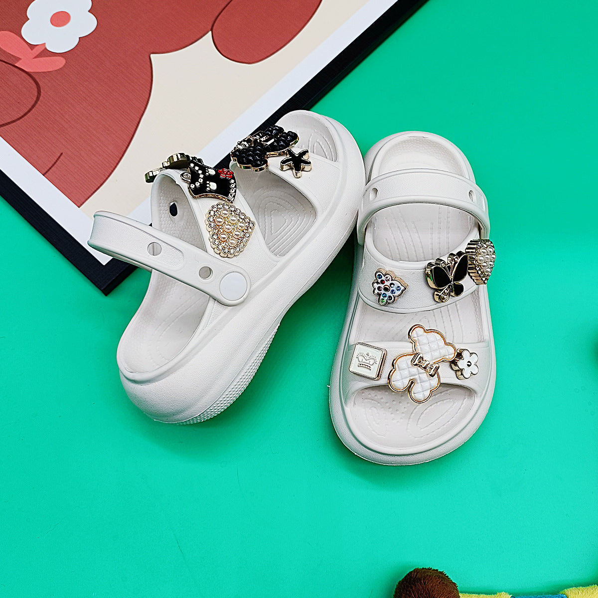 Wholesale Children's Cute Cartoon Black and White Bear Sandals