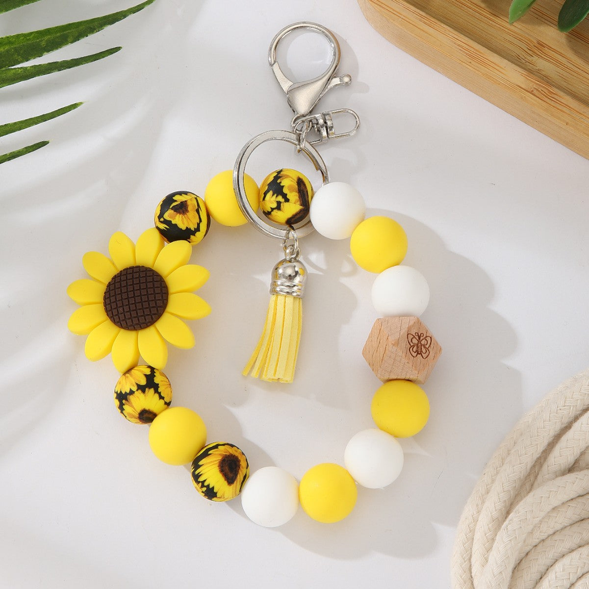 Wholesale Silicone Sunflower Bead Keychain Bracelet Bag Charm Gift