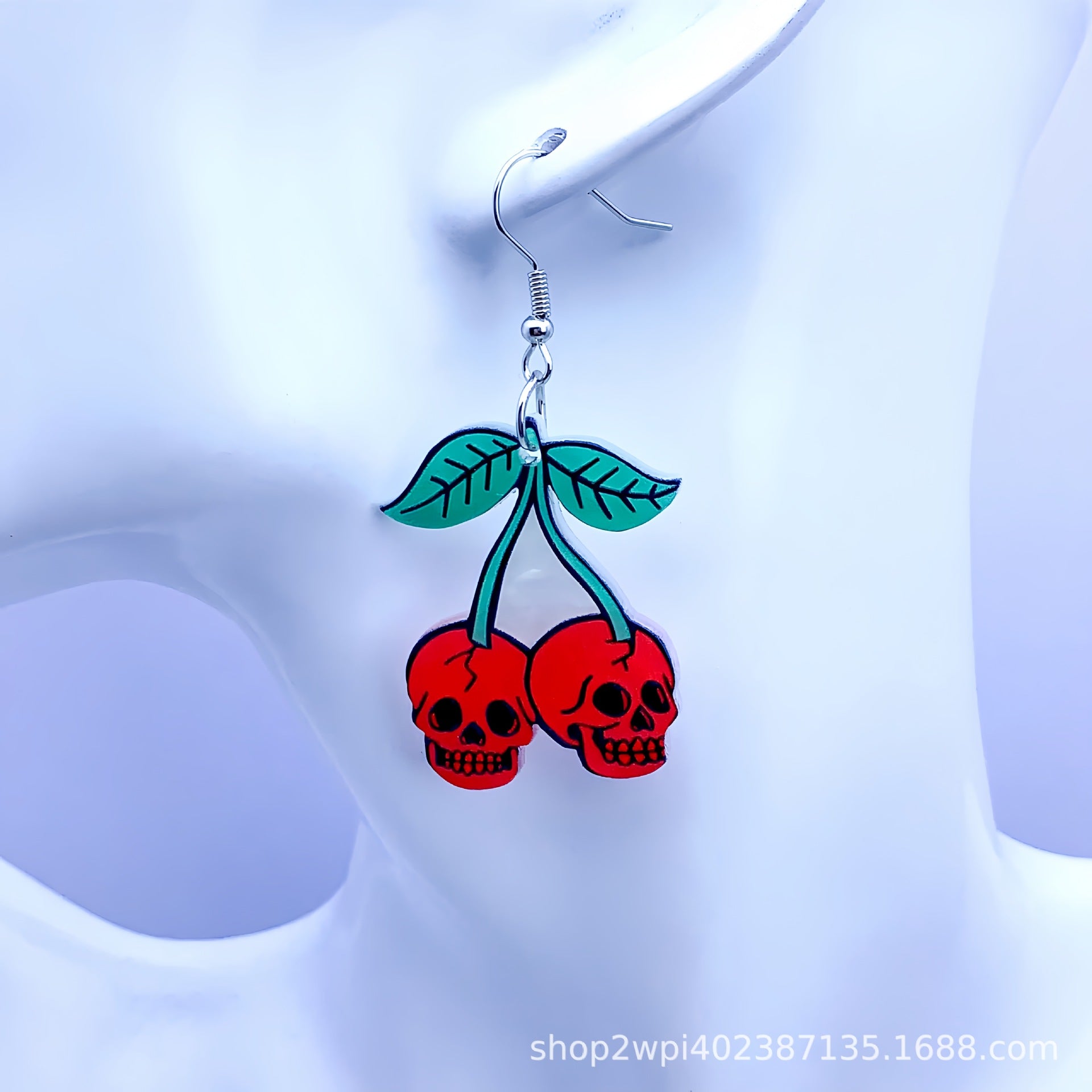 Wholesale 30pcs/ pack Cherry Skull Acrylic Flatback Pendant DIY Earrings Pendant