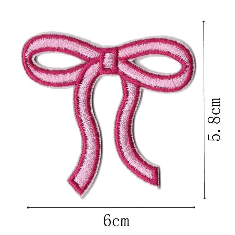 Wholesale Pink bow embroidery DIY Patches