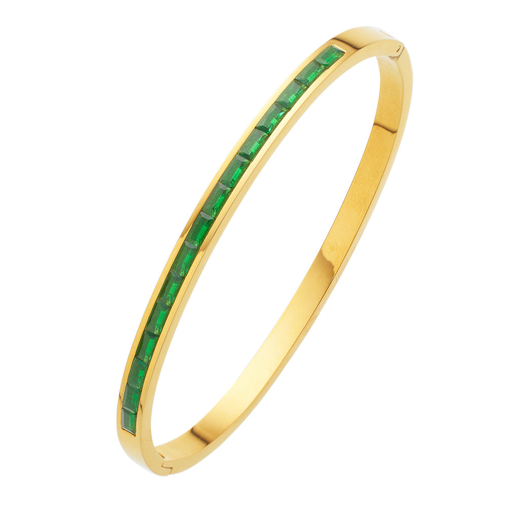 Wholesale Square Diamond Titanium Steel Colored Diamond Bracelet