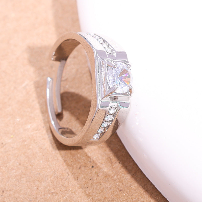 Wholesale Gold Plated Open Wedding Ring Imitation Moissanite Ring