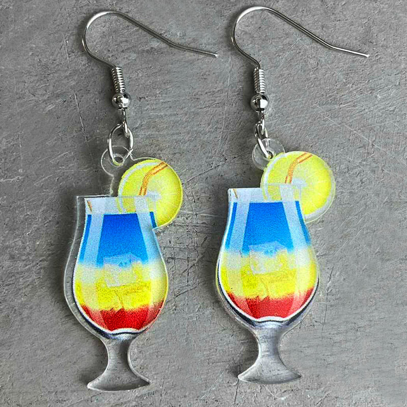 Wholesale Acrylic Fun Cocktail Fruit Drink Party Earrings