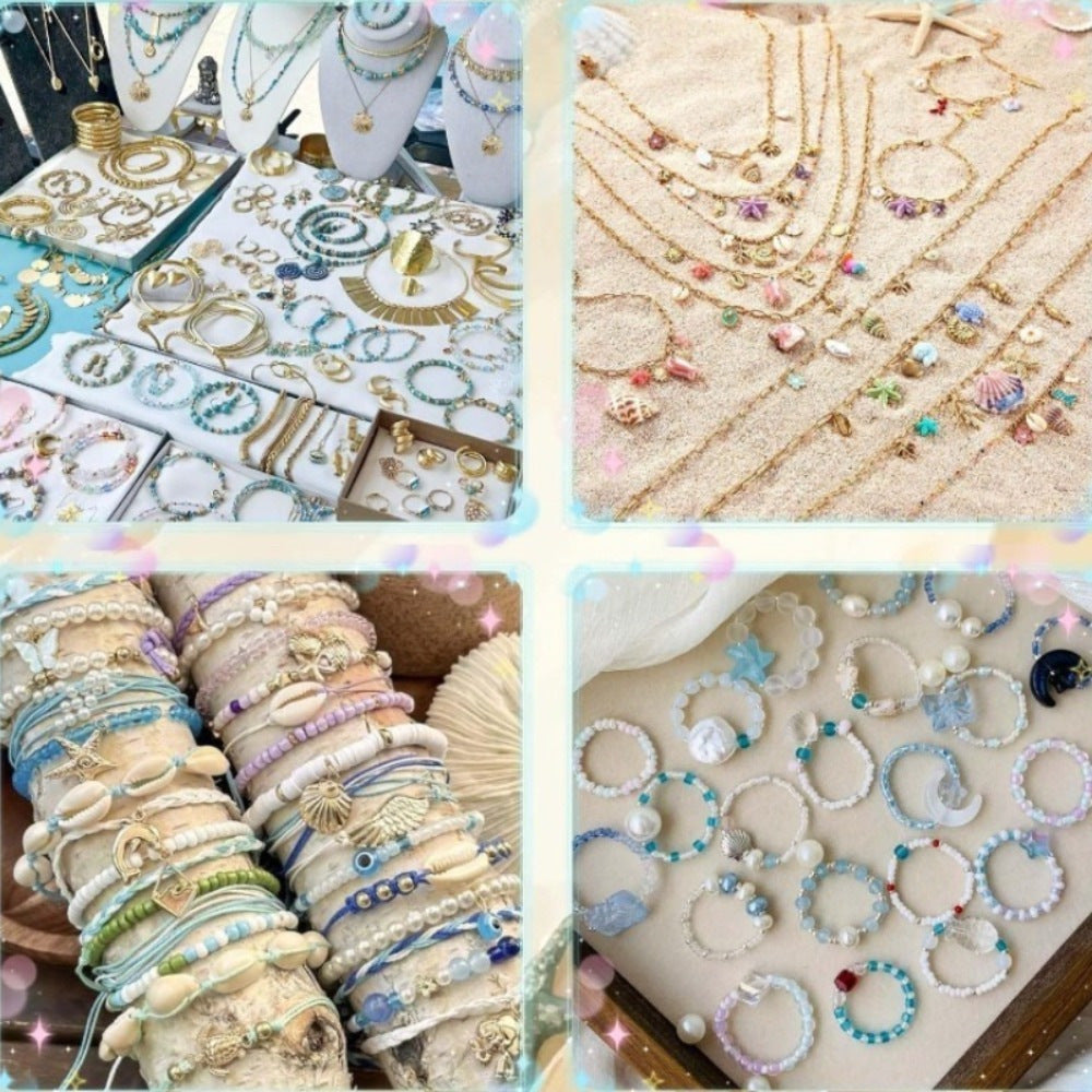 Wholesale 10 Piece Ocean Themed Alloy Jewelry Gift Set Starfish Shell Earrings Necklace Bracelet For Party Boutique Resale