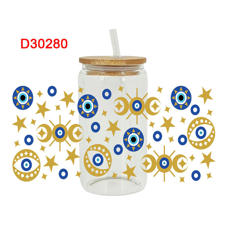 Wholesale Blue Devil's Eye Series 16oz Cup UV DTF Wraps