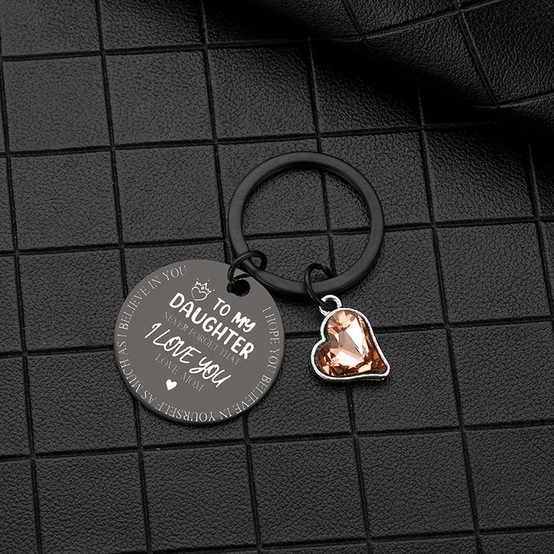 Wholesale  Black Laser Engraved Round Plate Stainless Steel Keychain