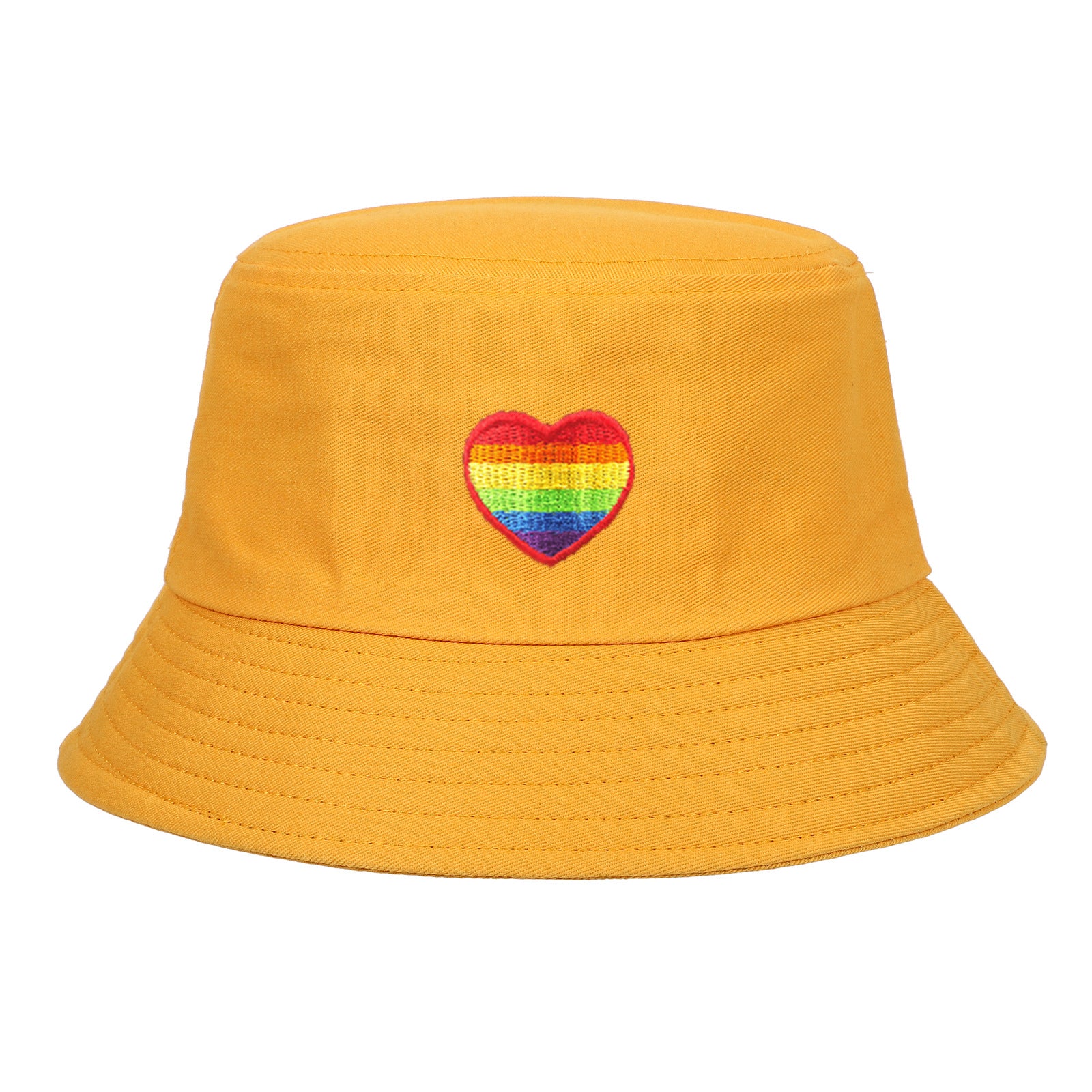 Wholesale Bad Rainbow Love Heart Embroidery Cotton Fisherman Hat