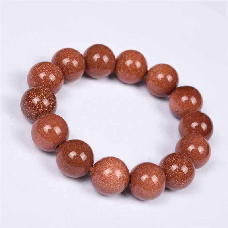 Wholesale Crystal gold sandstone single circle round bead bracelet for men and women simple and fashionable bracelet