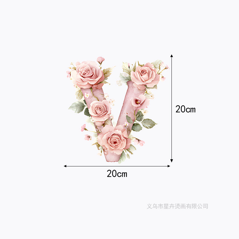 Wholesale 10pcs 26 letter flower branches and leaves UV DTF Ready to Press Transfers Wraps