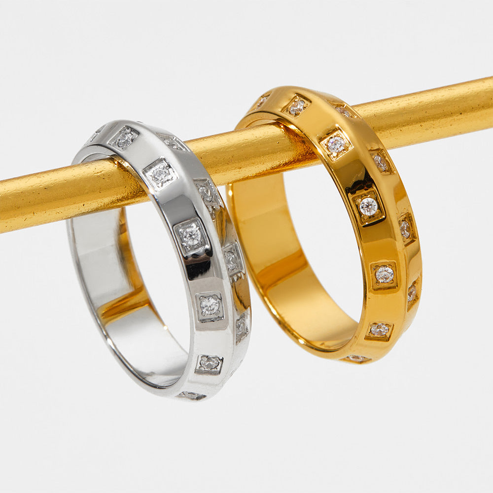 Wholesale Diamond Inlaid Stainless Steel Rings