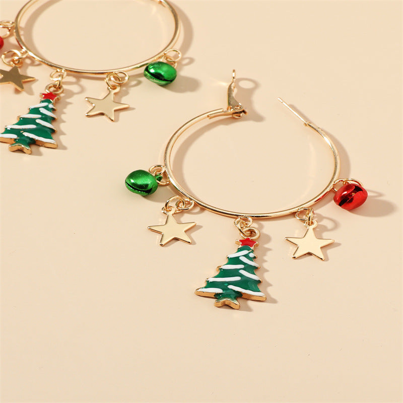 Wholesale Christmas Tree Geometry Fashion Zinc Alloy Earrings