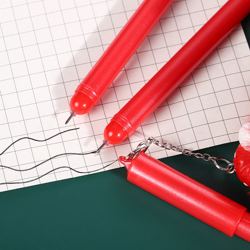 Wholesale Cartoon Christmas Santa Claus Christmas Tree Fur Ball Ballpoint Pen