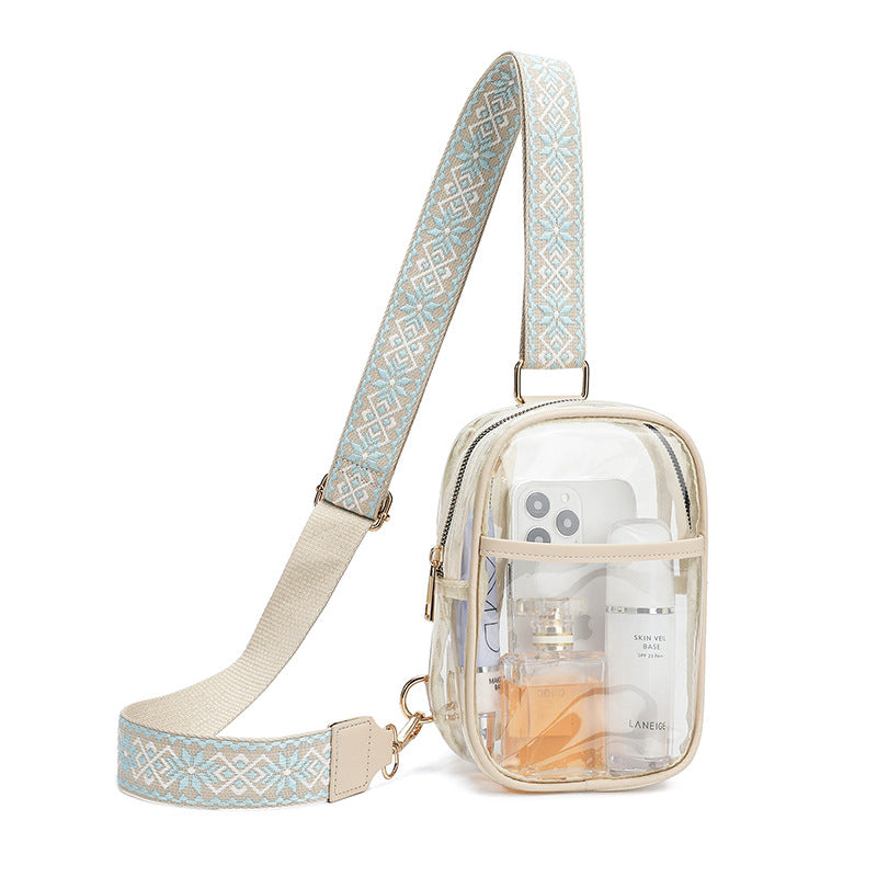 Wholesale TPU Transparent Wide Shoulder Strap Waterproof Chest Bag Outdoor Sports Crossbody Bag