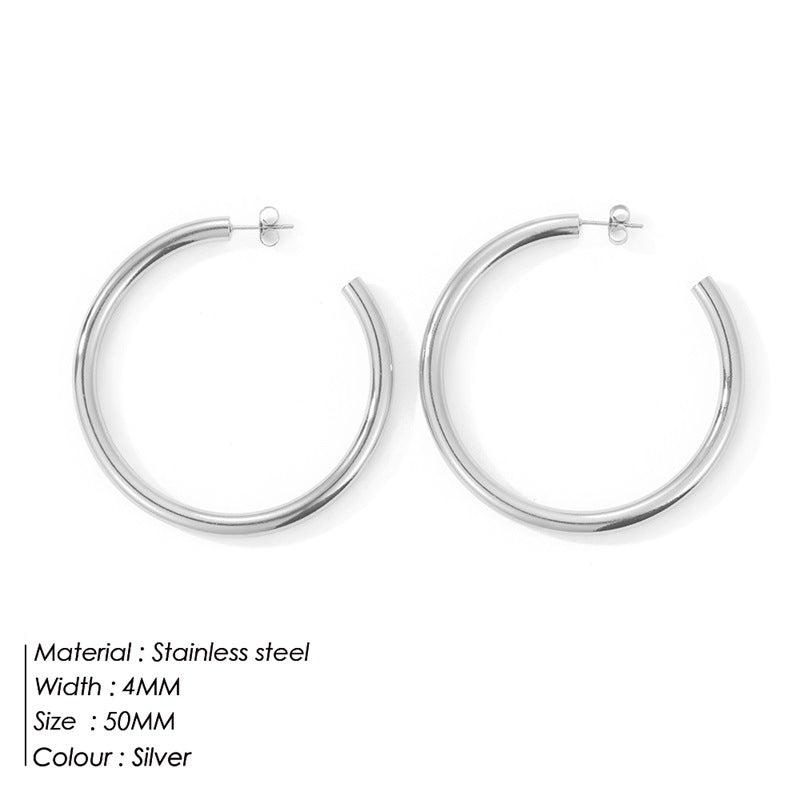 Wholesale C Shape Personality Stainless Steel Earrings