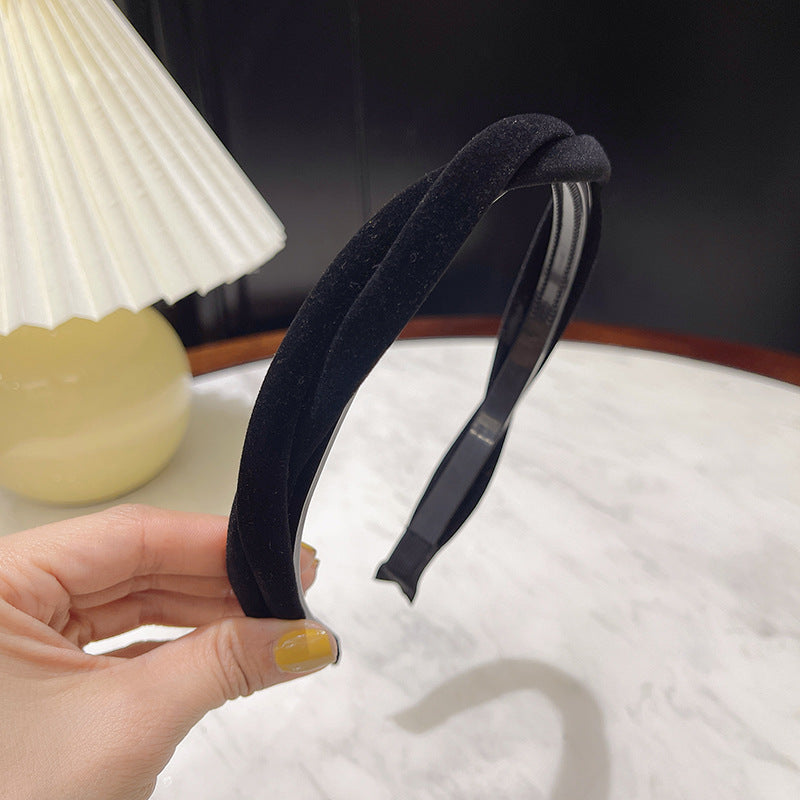 Wholesale Flocking Cloth Fried Dough Twists Braid Sponge Anti-skid Hair Hoop with Teeth