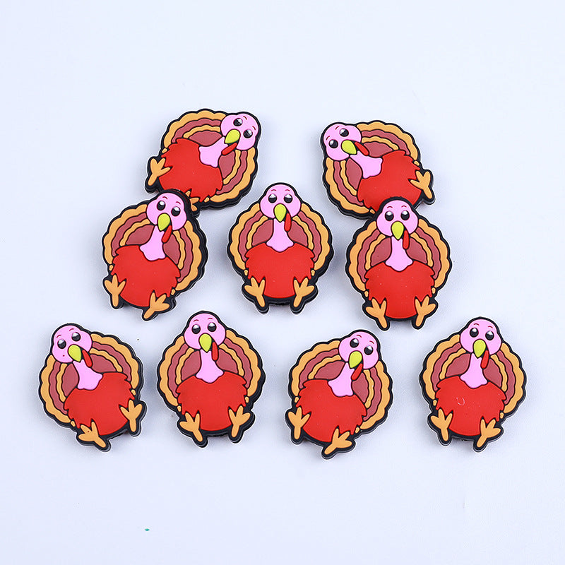 Wholesale 10pcs Thanksgiving Turkey Silicone Beads