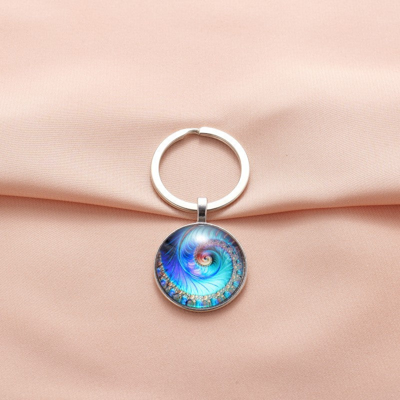 Wholesale Diamond Painting Abstract Spiral Pattern Time Gemstone Metal Keychain