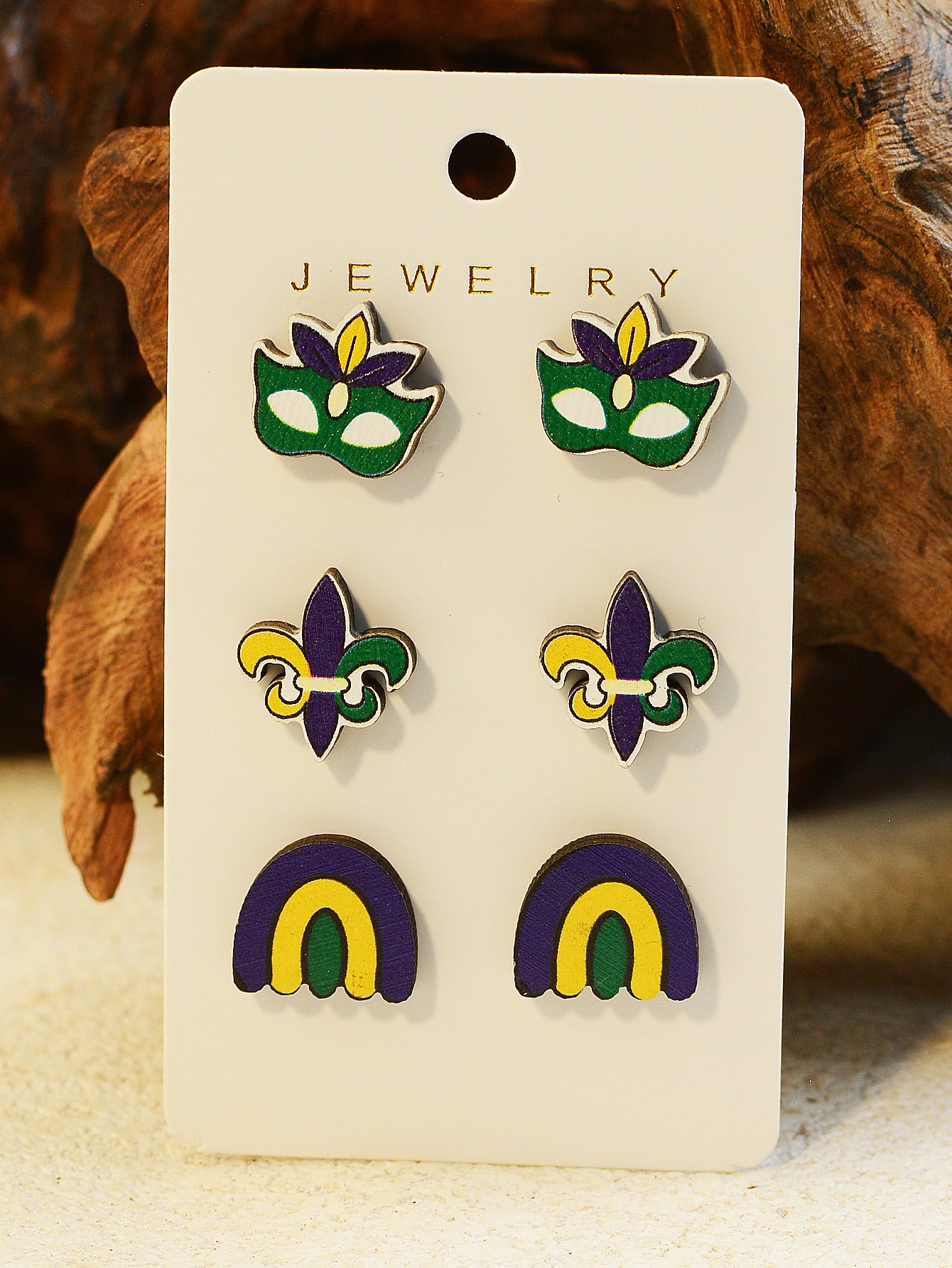 Wholesale St. Patrick's Day Carnival Wooden Small Stud Earrings