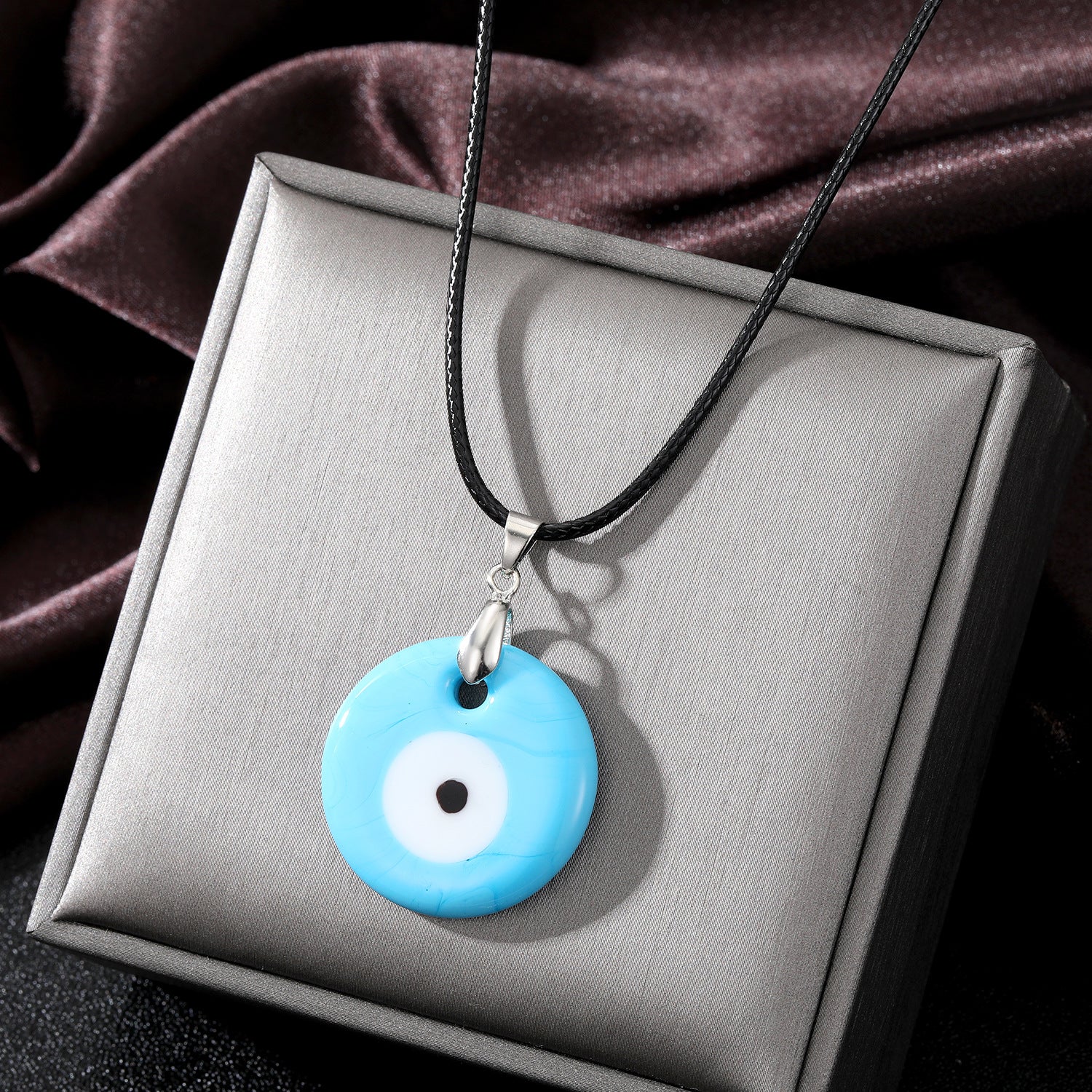 Wholesale 5PCS Vintage Blue Glass Devil's Eye Necklace