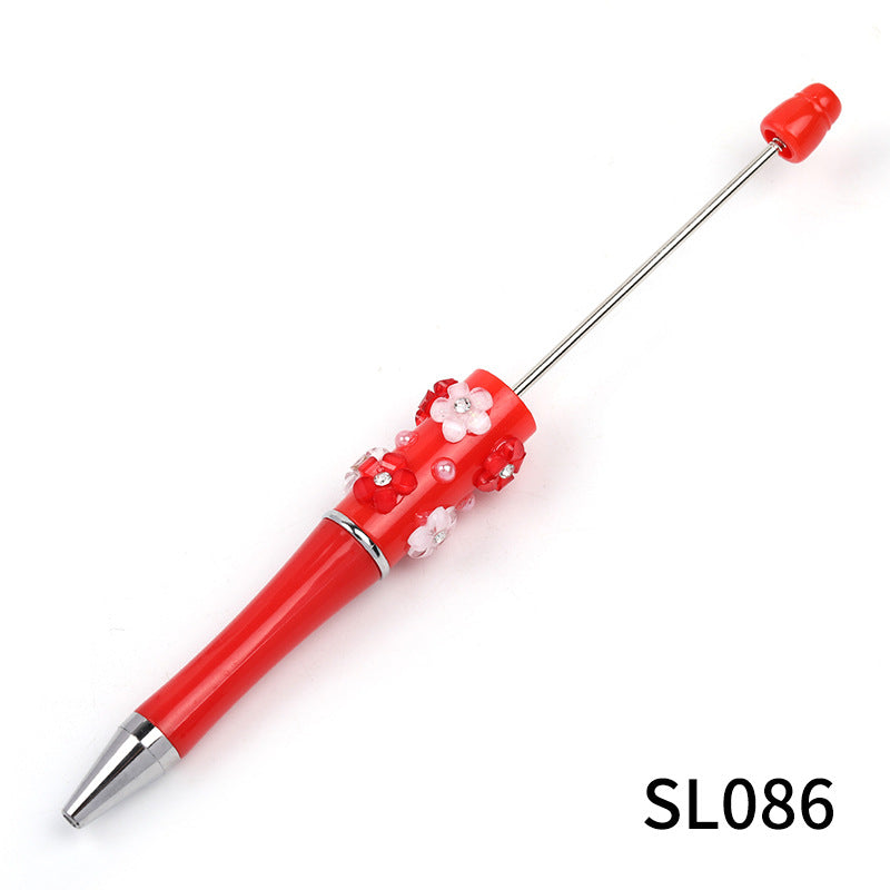 Wholesale Beadable Pens 10pcs Heavy Duty Diy Diamond Five Petal Flower Bead Ballpoint Pen
