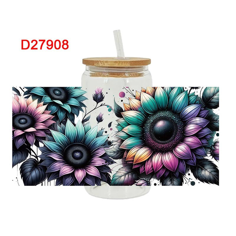 Wholesale Colorful Butterfly with Various Flowers 16oz Cup UV DTF Wraps