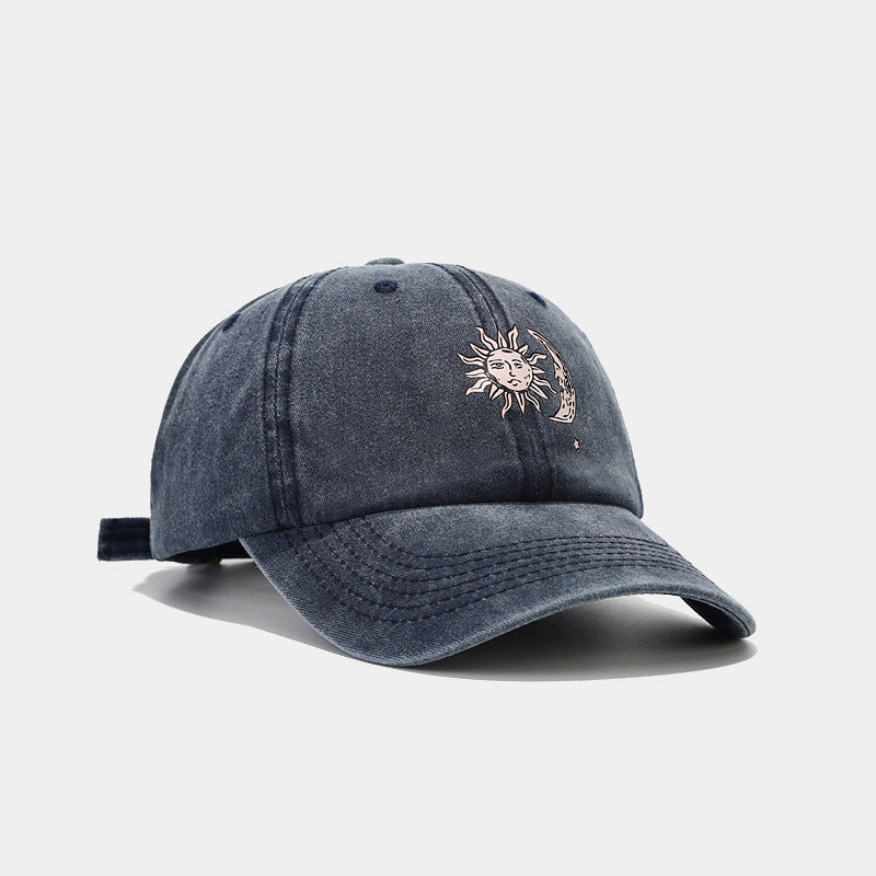 Wholesale Cotton Sun Moon Pattern Soft Top Baseball Cap