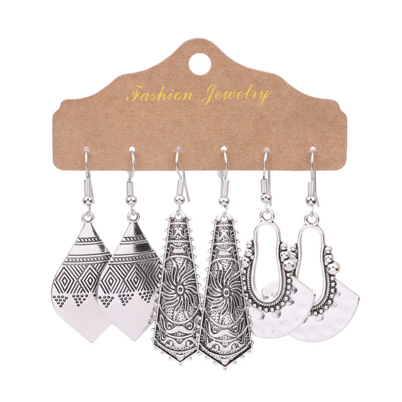 Wholesale Tassel Turquoise Three Pairs Earring Set