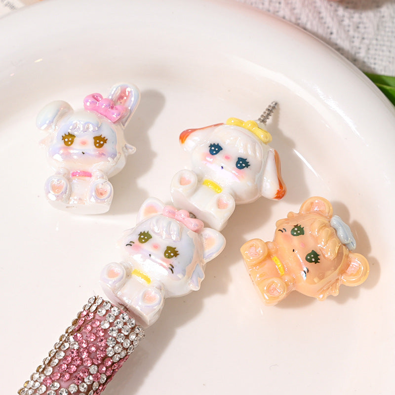 Wholesale 10pcs/pack Color-plated 3D cat beaded overalls