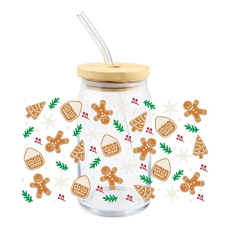 Wholesale 10pcs Christmas Tree House Cartoon﻿ 16oz Cup UV DTF Wraps
