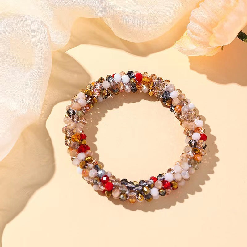 Wholesale Sequin Crystal Color Elastic Rubber Band Bracelet Dual Use