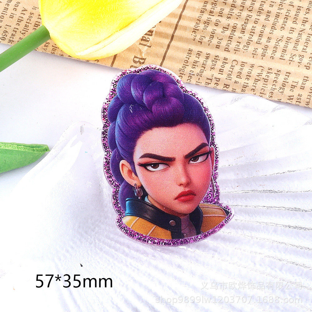 Wholesale 10pcs/ pack Cartoon Girl Cute Pendant Acrylic Pin DIY Accessories