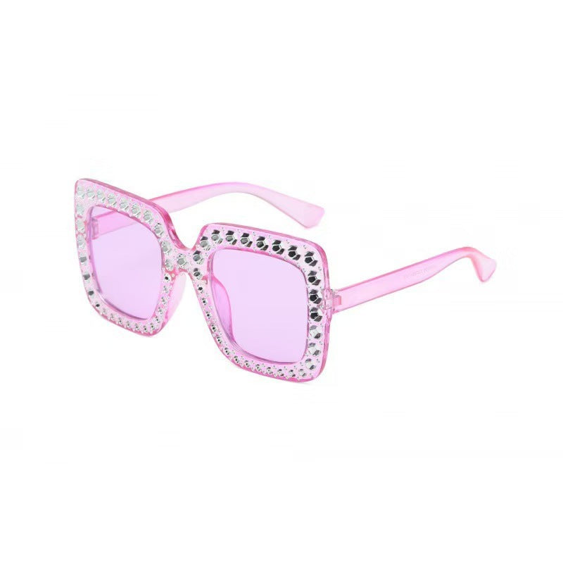 Wholesale Large box diamond studded street photography UV resistant sunglasses