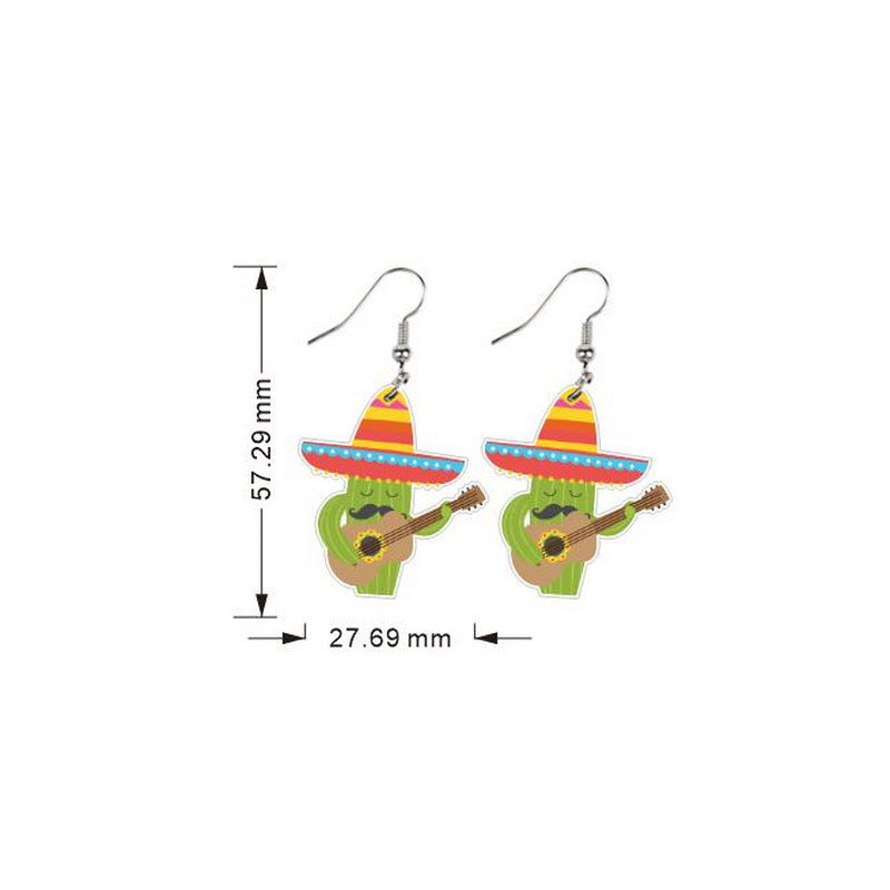 Wholesale Carnival Chili Rainbow Horse Wine Hat Avocado Acrylic Earrings