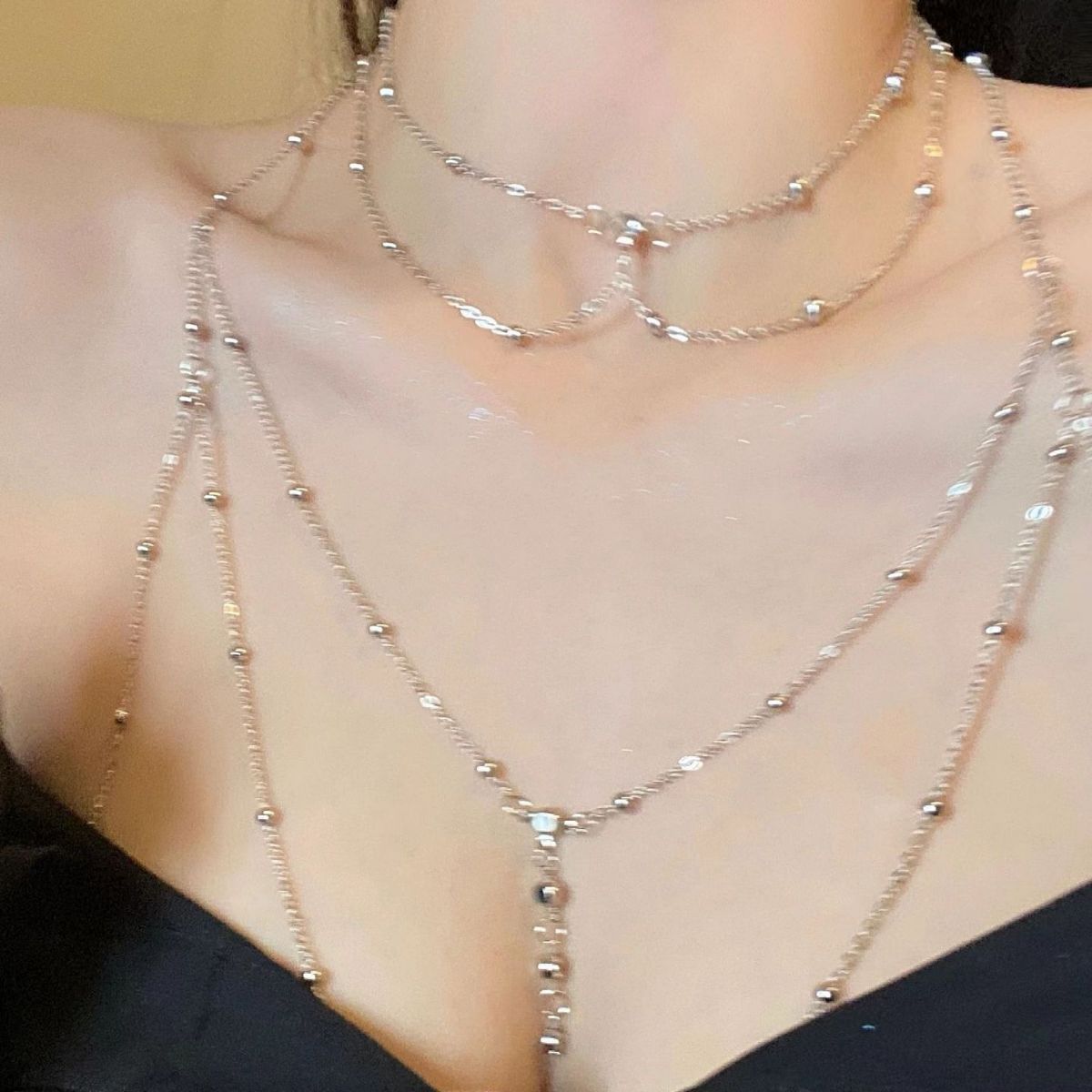 Wholesale Fashion Gold Body Chain Set For Women Trendy Collarbone Neck Leg Chain Jewelry Accessory Everyday Wear