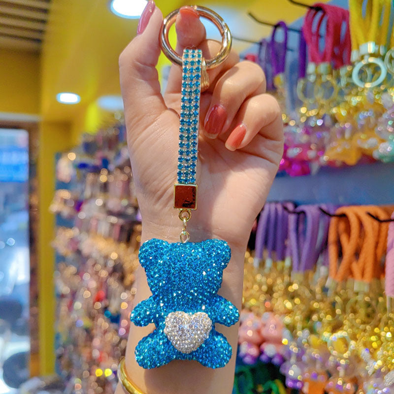 Wholesale Clay Diamond Bear Love Pendant Rhinestone Keychain