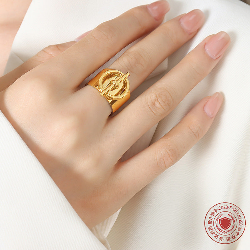 Anillo de oro de 21 km al por mayor de acero de titanio