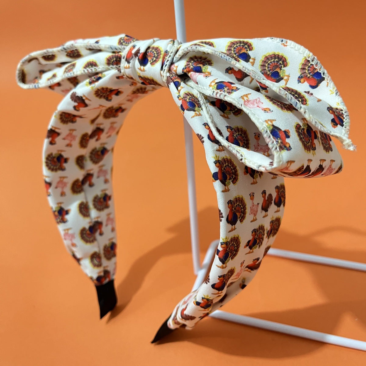 Wholesale Fabric Thanksgiving Pumpkin Maple Leaf Turkey Bow Headband