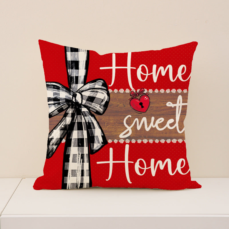 Wholesale Valentine' s Day Set Pillowcase  Imitation linen Heart Bedside Cushion