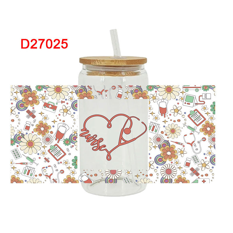 Wholesale Colorful Bow Medical Series 16oz Cup UV DTF Wraps