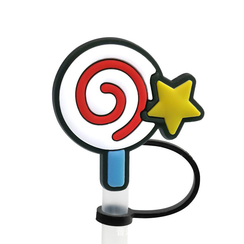 Wholesale 10PCS BOO Creative Logo Silicone Straw Tube Cap Straw Decoration