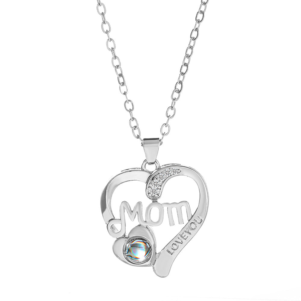 Wholesale mother's day gift MOM letter heart-shaped necklace