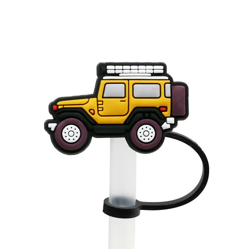 Wholesale of 10PCS Space Transportation Vehicles with Silicone Straw Tube Cap Straw Decorations